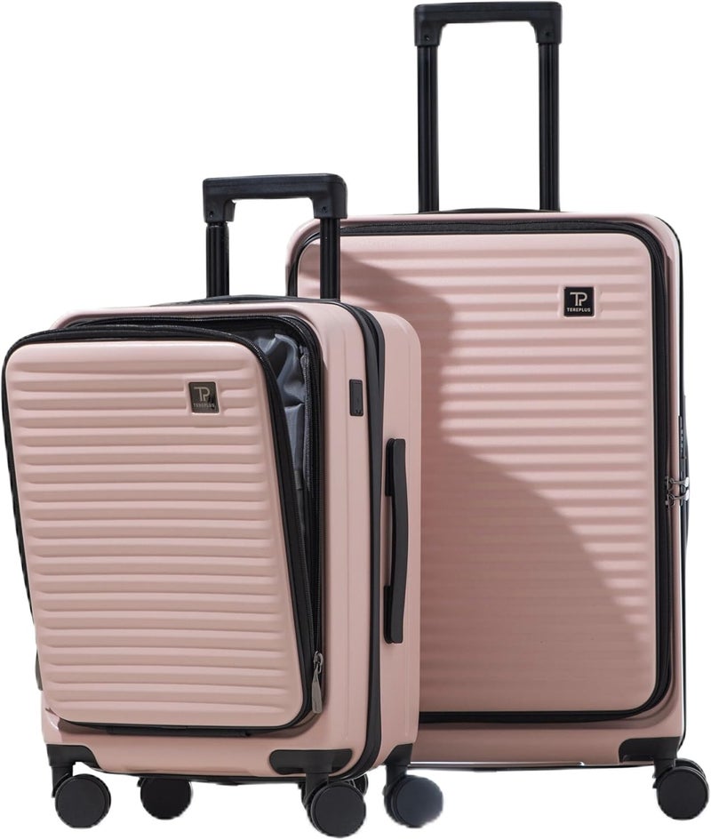 TEREPLUS® 20/24in Luggage Set with Laptop Compartment and USB Port - Pink - Image 1